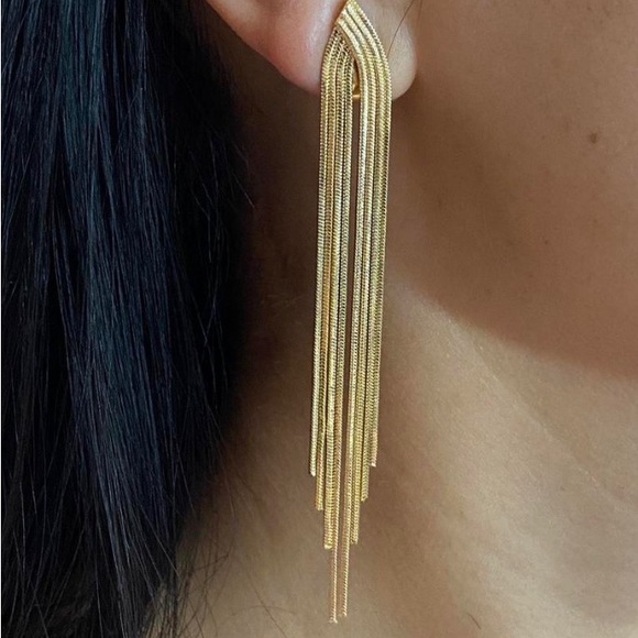 Gold Tassel Clip On Earrings,Gold Silver Tassel Non pierced Clip On Earrings - Picture 1 of 7